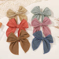 Randomly Color 8Pcs Cotton Bowknot Solid Color Hair Clip for Girls Lovely Handmade Hairgripes Baby Headwear Set