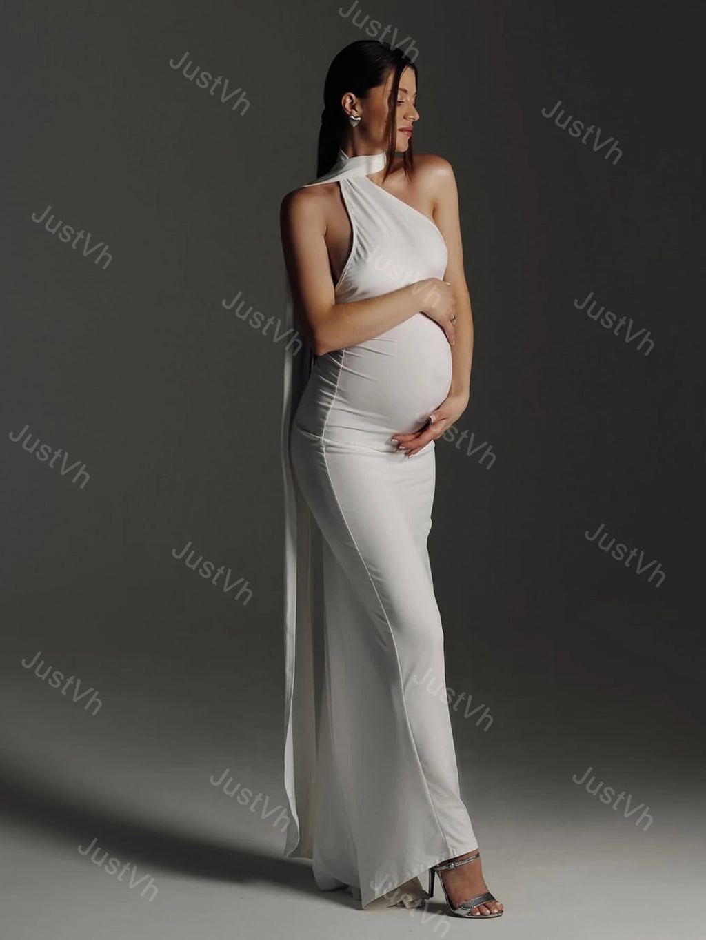 Maternity Backless Sexy Bodycon Sleeveless Long Dress Formal Pregnant Women Gown for Photoshoot Baby Shower
