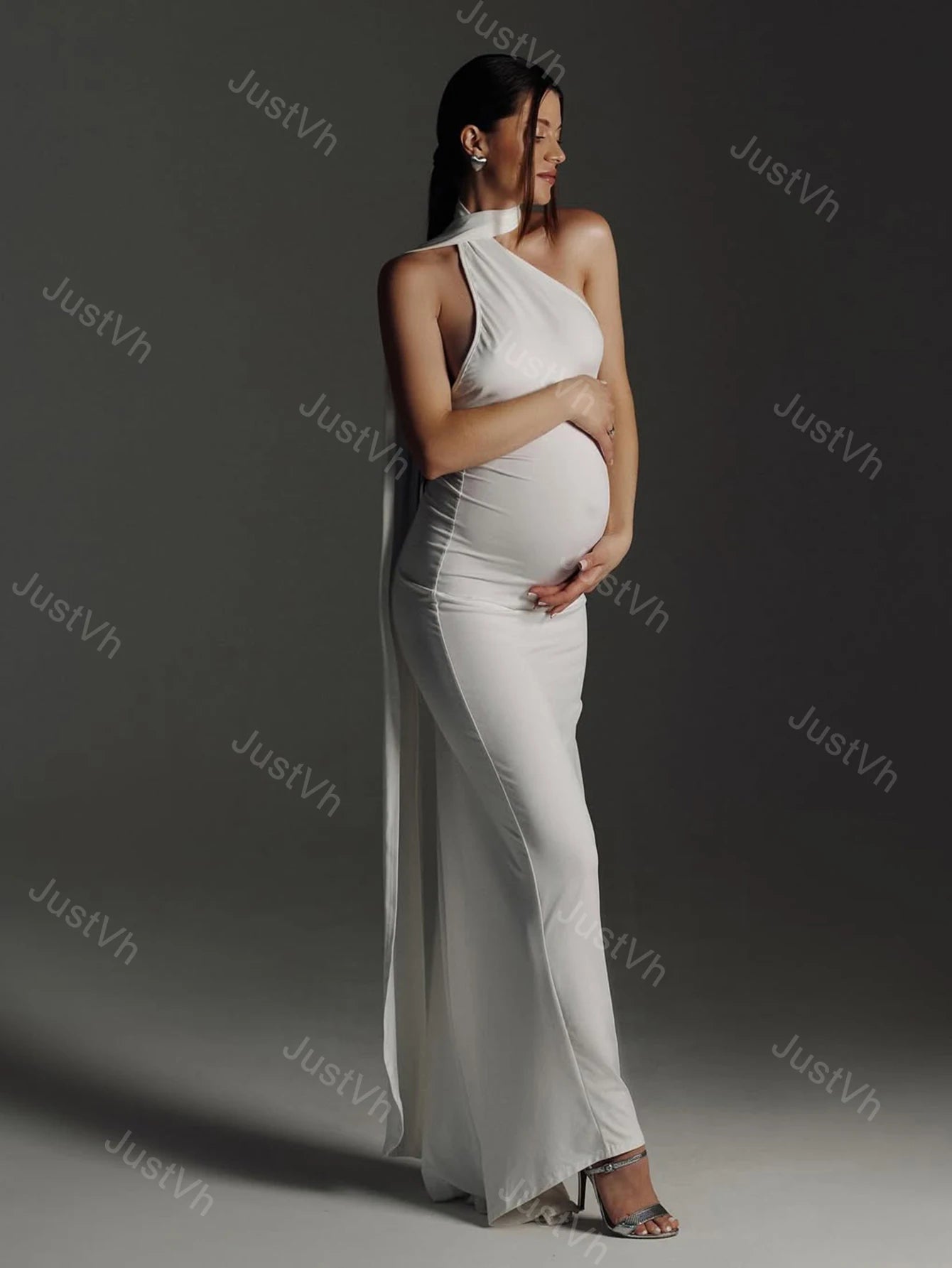 Maternity Backless Sexy Bodycon Sleeveless Long Dress Formal Pregnant Women Gown for Photoshoot Baby Shower