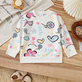 Children's clothing girls' Hoodie Round neck Graffiti Flower Pattern Long sleeved Casual Top for Girls Aged 4-7 in Autumn Hoodie