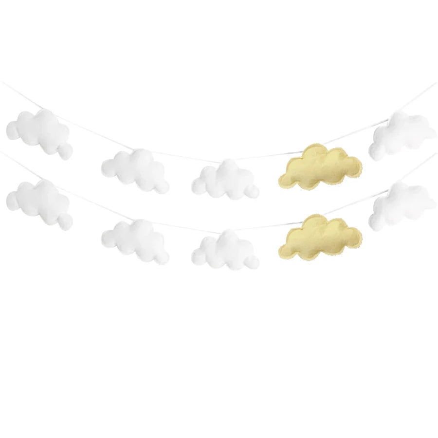Ins Nordic Felt Cloud String Wall Hanging Decor Set 2 Piece Model Cloud String For Home Decor