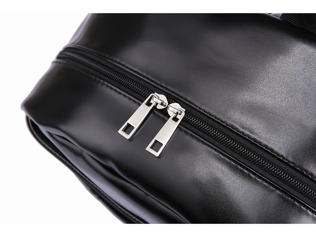 New Fashion PU Black Diaper Backpack for Baby Large Capacity Waterproof Pockets Diaper Bag for Mother Travel Stroller Bag