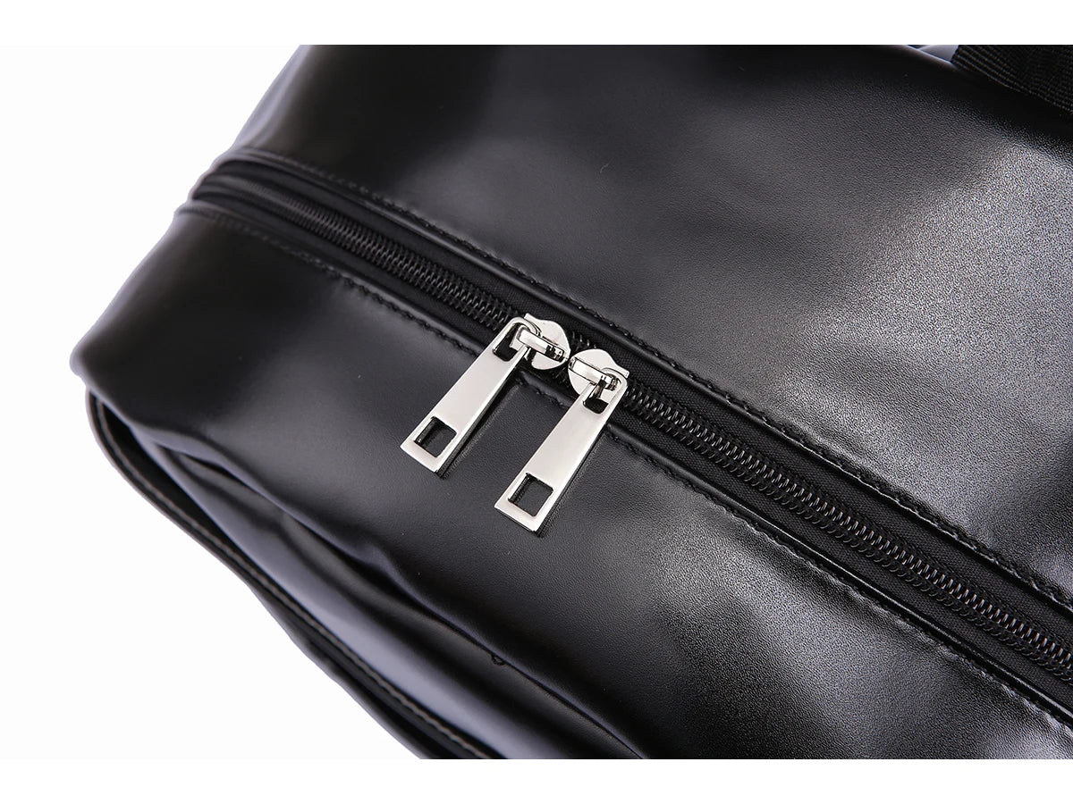 New Fashion PU Black Diaper Backpack for Baby Large Capacity Waterproof Pockets Diaper Bag for Mother Travel Stroller Bag