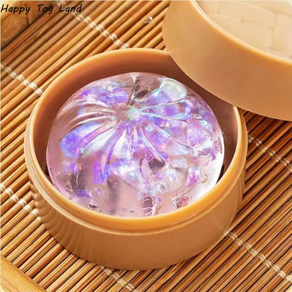 24pcs/set Soft Cute Mini Dumplings Squishy Food Shape Squeezable Squishy Crystal Bun Pinch With Steamer Fidget Sensory Toy