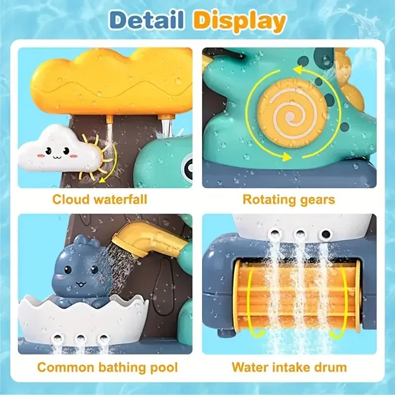 Baby Bath Toys Spray Toy for Kids Cartoon Dinosaur Suction Cup Dinosaur Bath Toys for Toddlers Animal Sprinkler Waterwheel Water