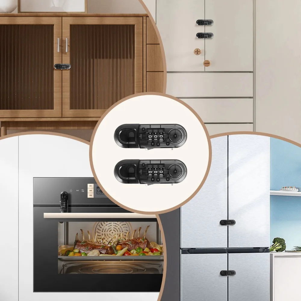 Drawer Password Lock Non Perforated Cabinet Door Safety Lock Double Opening Refrigerator Lock Home Office Anti-theft Lock