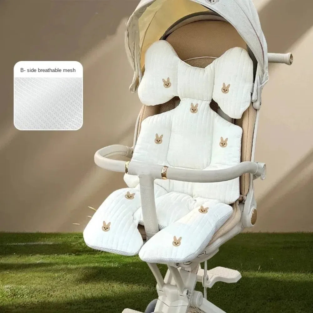Universal Comfort Soft Stroller Seat Cushion Cute Bear Embroidery Baby Pram Cushion Skin-friendly Infant Seat Liner Pad Toddler