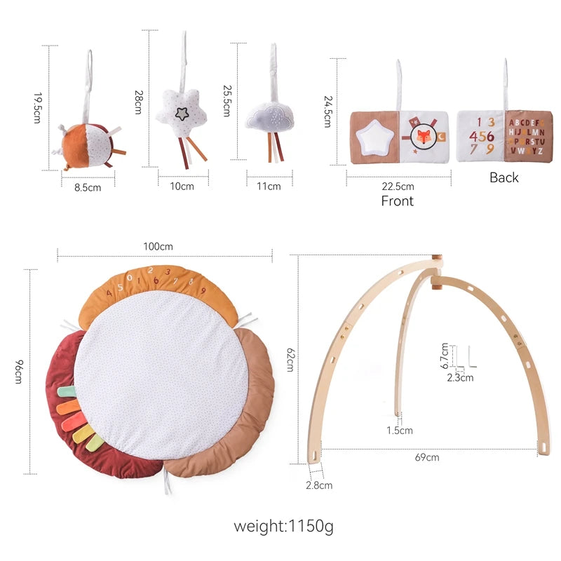 Baby Wooden Gym Frame Gym Activity Bird Tripod Gym Frame for Toddle Play Gym Mobile Hanging Sensory Toys Baby Room Decorations