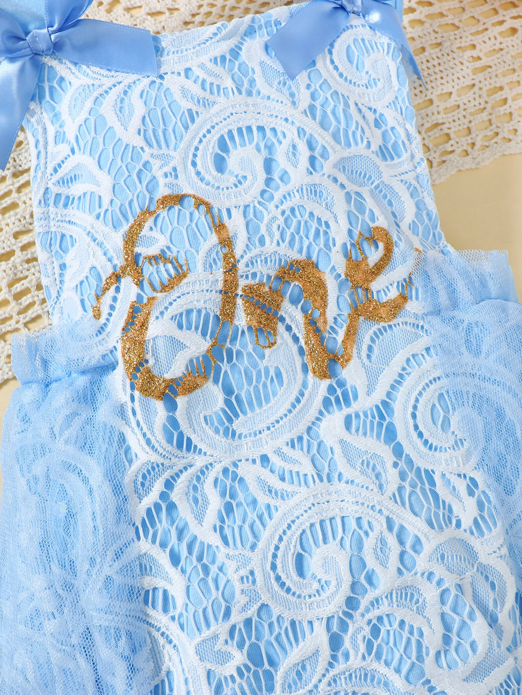 0-24 Months Cute Baby girl Jumpsuit Blue Bow Lace chiffon Fashionable Bodysuit Baby girl Summer Crawling Suit