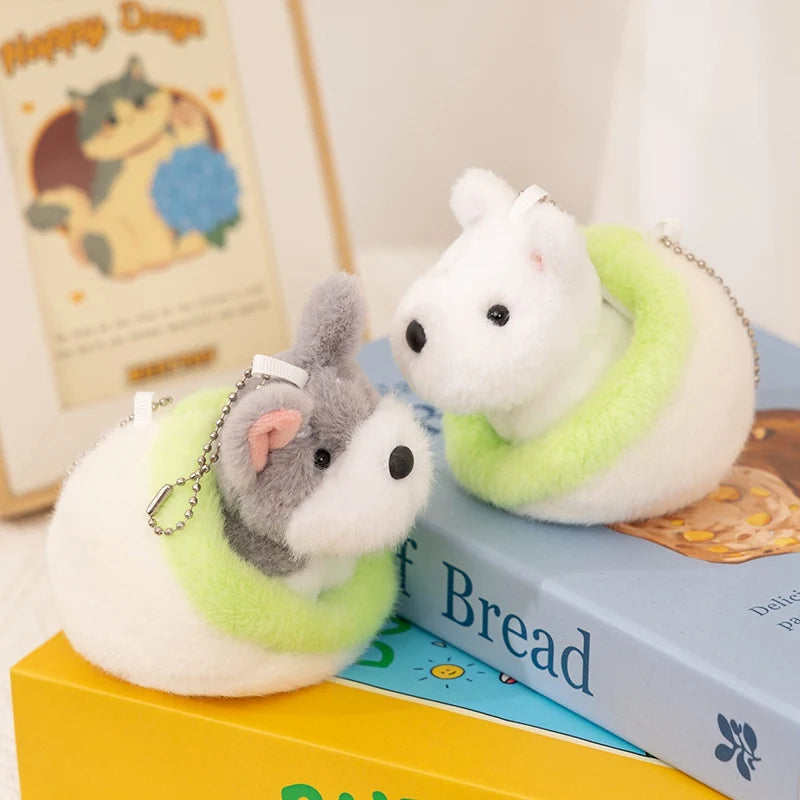 Cute Dog Pendant 10CM Love Dog Nest Series Plush Pendant Schnauzer,Corgi Dog,Teddy Dog Keychain Stuffed Animal Puppy Kid Gift