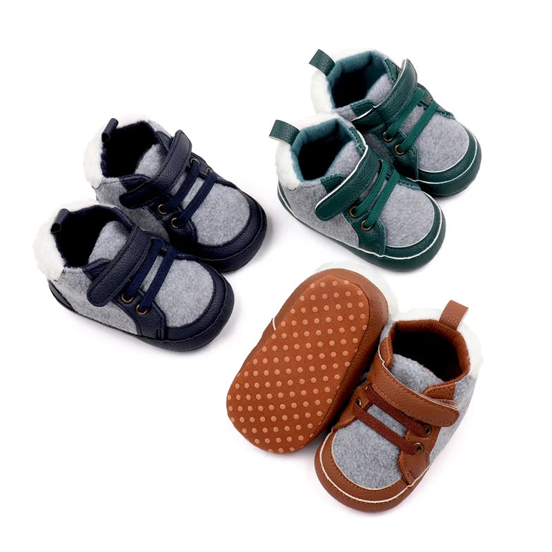 2025 Year New High-Top Trendy Fuzzy Shoes With Soft Rubber Sole Baby Shoes Baby Size Shoes Toddler Shoes Casual Walking Shoes