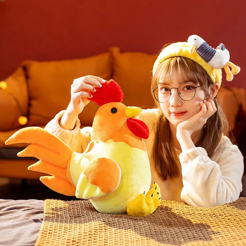 Nice 1pc Simulation Cock Plush Toys Stuffed Soft Chicken Dolls Animal Poultry Pillow Funny Home Cushion Decor Birthday Gift