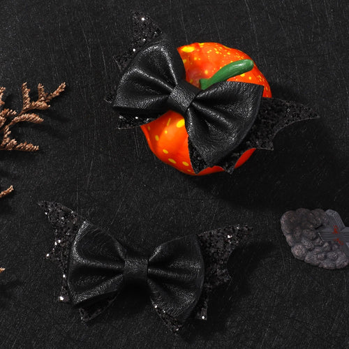 2 Pack Halloween Bat Wing Bow Hair Clips For Girls Party Cosplay Headdress Barrettes