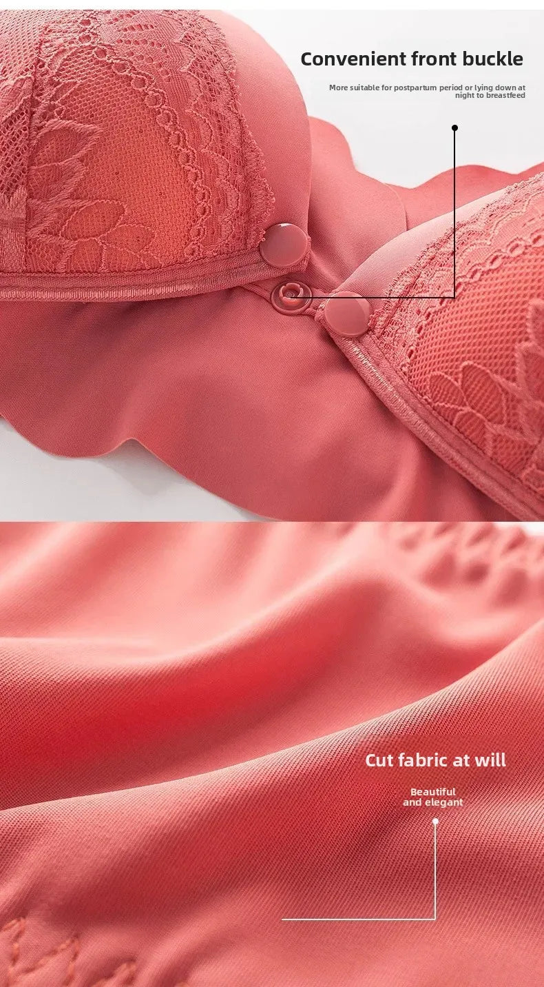 2026 New Maternity Underwear Breastfeeding Gathered Anti-Sagging Pregnancy Pure Cotton Thin Bra Maternity Nursing Lace Bras