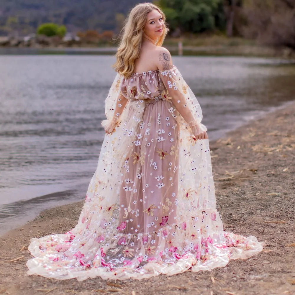 Maternity Photoshoot Dress Off Shoulder