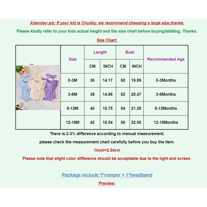 0-18 Months Baby Girl Romper Solid Color Sleeveless Round Neck Lace Edge Bow Romper+Headband Baby Girl Summer New Casual Bodysui