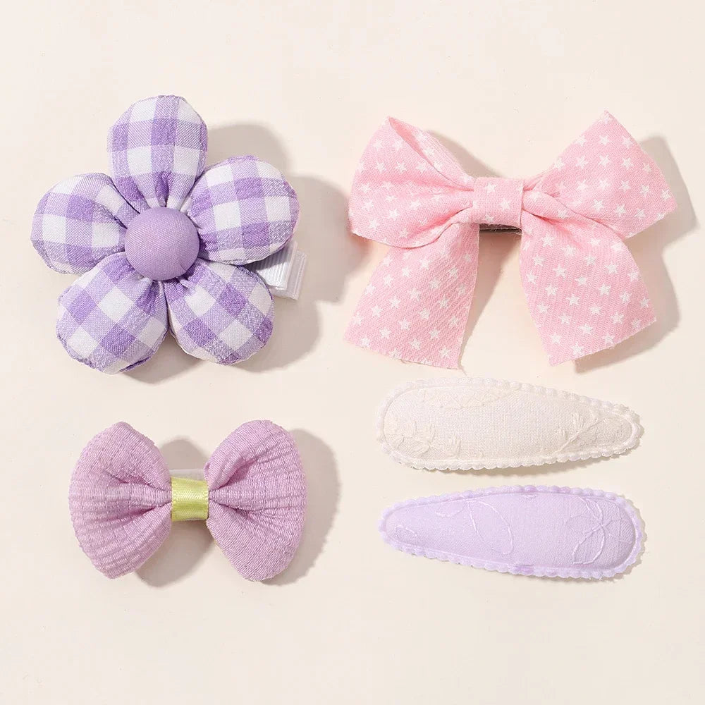 Mini Baby Girl Hair Clips Set 5Pcs Floral Bow Bunny Princess Hairpins for Toddler Girls