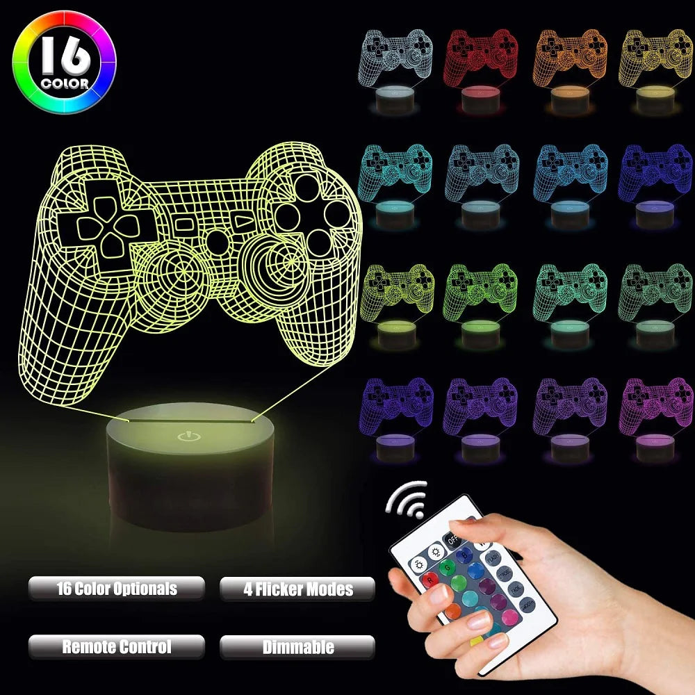 3D Illusion Night Light Messi 7 Color/16 Color Gradient Touch Switch LED Night Light Table Lamp (Crackle White)