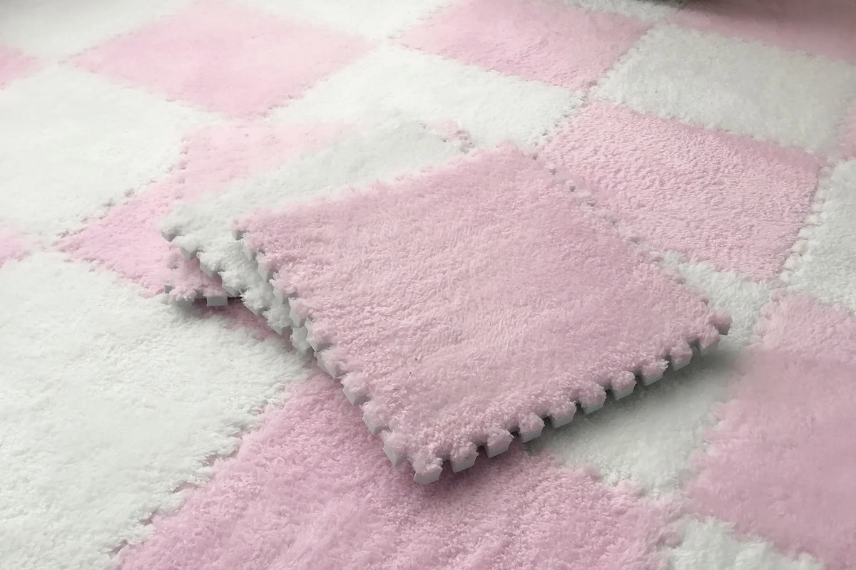 Soft Plush Kids Rug Play Mat 30x30cm Interlocking Puzzle Tiles for Floor Cushion
