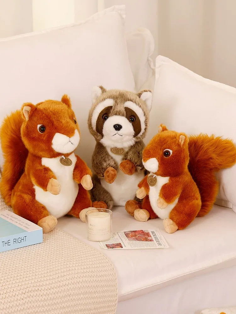 Cute Simulation Squirrel Raccoon Plush Toys Stuffed Soft Animal Dolls For Children Girls Baby Birthday Christmas Gifts