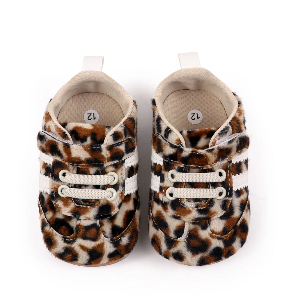Hot Selling Baby Unisex First Walking Toddler Shoes For 0-18 Months Leopard Print Design Fashion And Comfortable High Quality