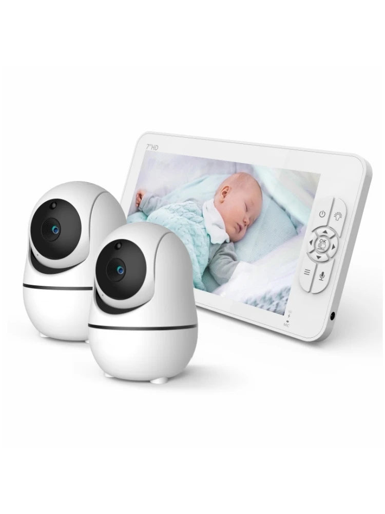 Sm70v2 1080p Hd Split Screen Video Baby Monitor No WiFi With Remote Zoom Pan Tilt 4000mAh Battery