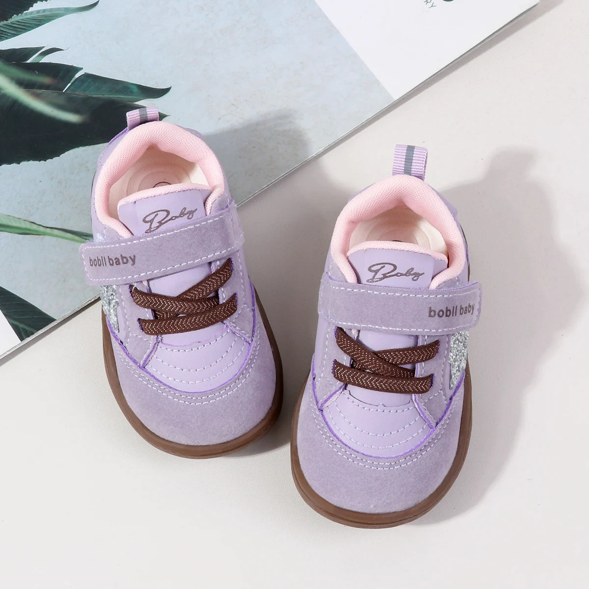 2025 Fashion Deisgn Baby Unisex First Walking Indoor Outdoor Sneakers With Glitter Star Decor Non-slip For 0-2Y Boys And Girls