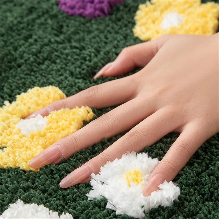 60X120Cm Irregular Flower Bathroom Mat Soft Fluffy Entrance Carpet Area Floor Pad Doormat Bedroom Aesthetic Home Room Decor