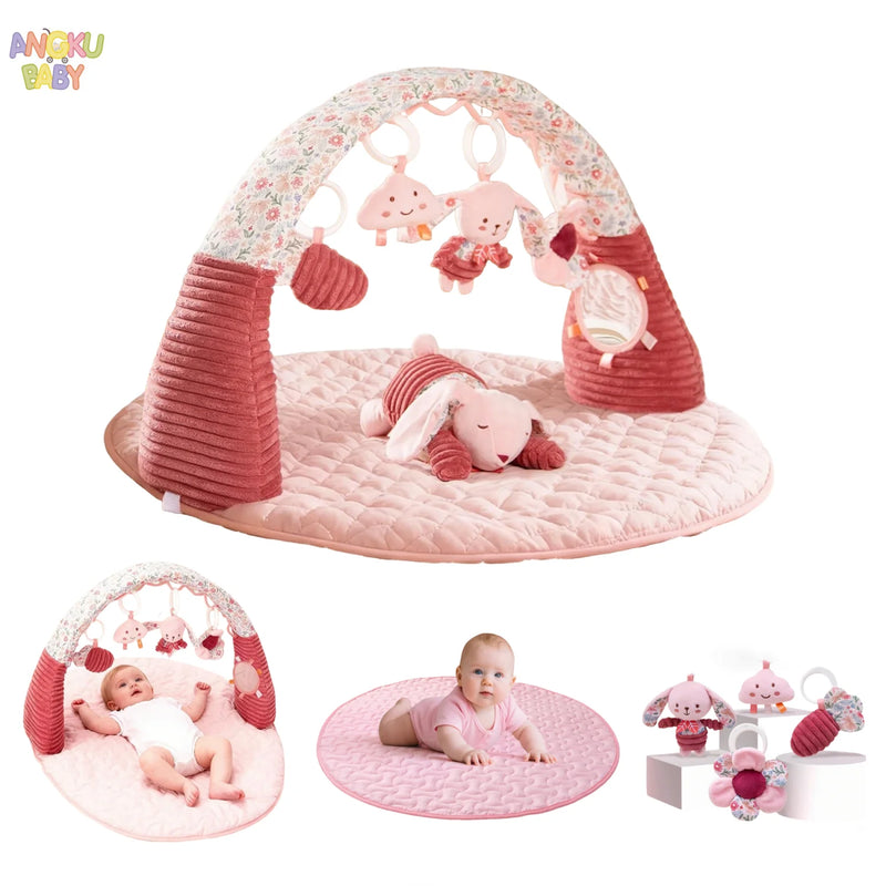3 in 1 Baby Activity Gym with Plush Rabbit Toy Portable Tummy Time Play Mat Newborn Development Baby Fitness Frame fit 0-36 M