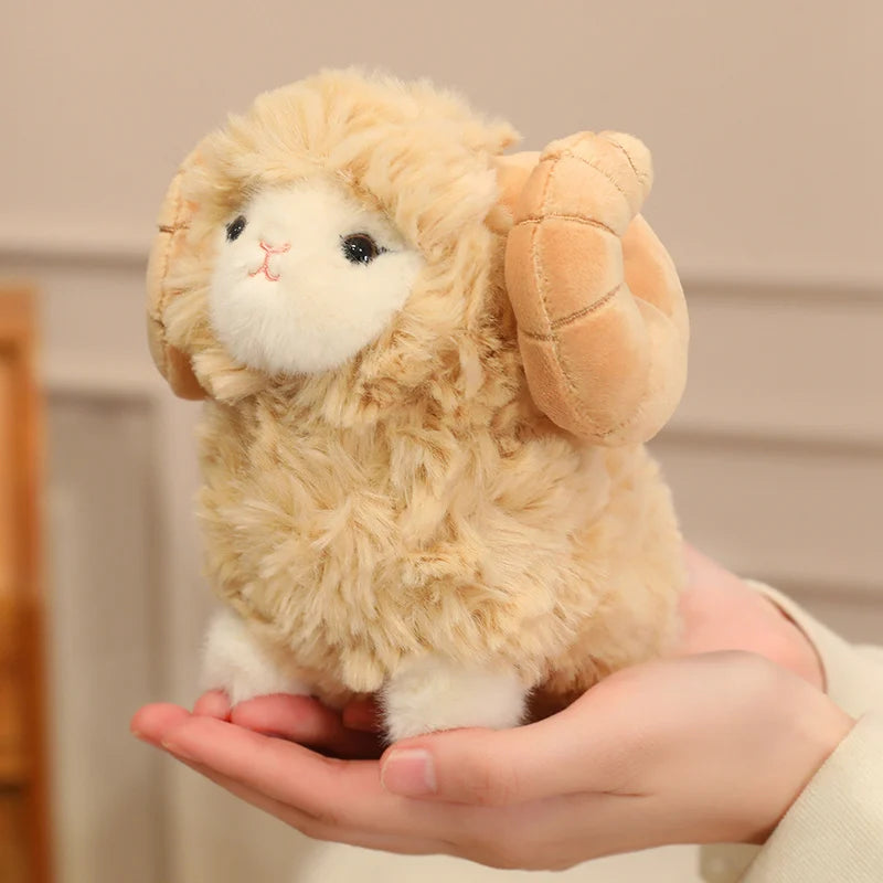 New Gentle Lovely Sheep Plush Toys Soft Fluffy Big Horns Sheep Doll Warm Cozy Hugging Appease Animal Doll Birthday Gift To Girls