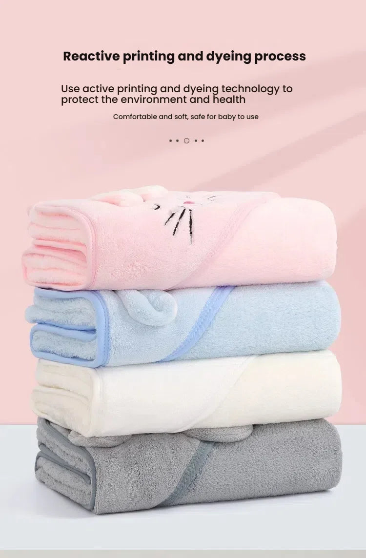 Personalized Baby Bath Towel with Name – Cartoon Animal Hooded Soft Towel