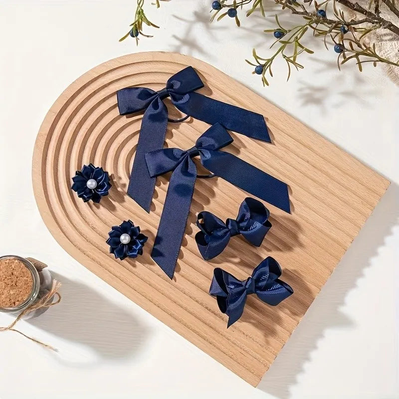 49Pcs Large Bow Ribbon Hair Clip Barrettes for GirlsPonytail Back To School Season Headband Hairpins College Style Headwear