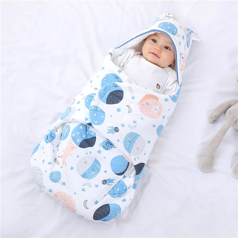 Newborn Baby Sleeping Bags Cartoon Baby Wrap Blankets Autumn and Winter Newborn SleepSack Envelope Thick Cocoon for Baby 0-6M