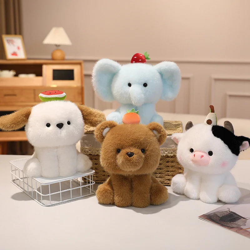 Sitting Cartoon Stuffed Animal Dolls Plush Toys - Dog Panda Bear Cow Elephant Designs - Lovely Pillow for Birthday Gift And