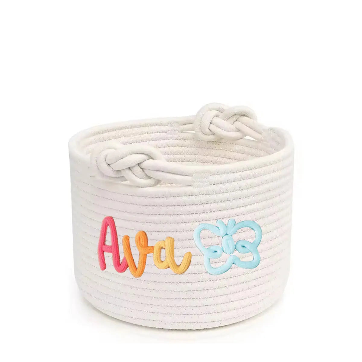 Personalized Woven Storage Basket with Letter – Custom Star Sun Moon Gift Basket