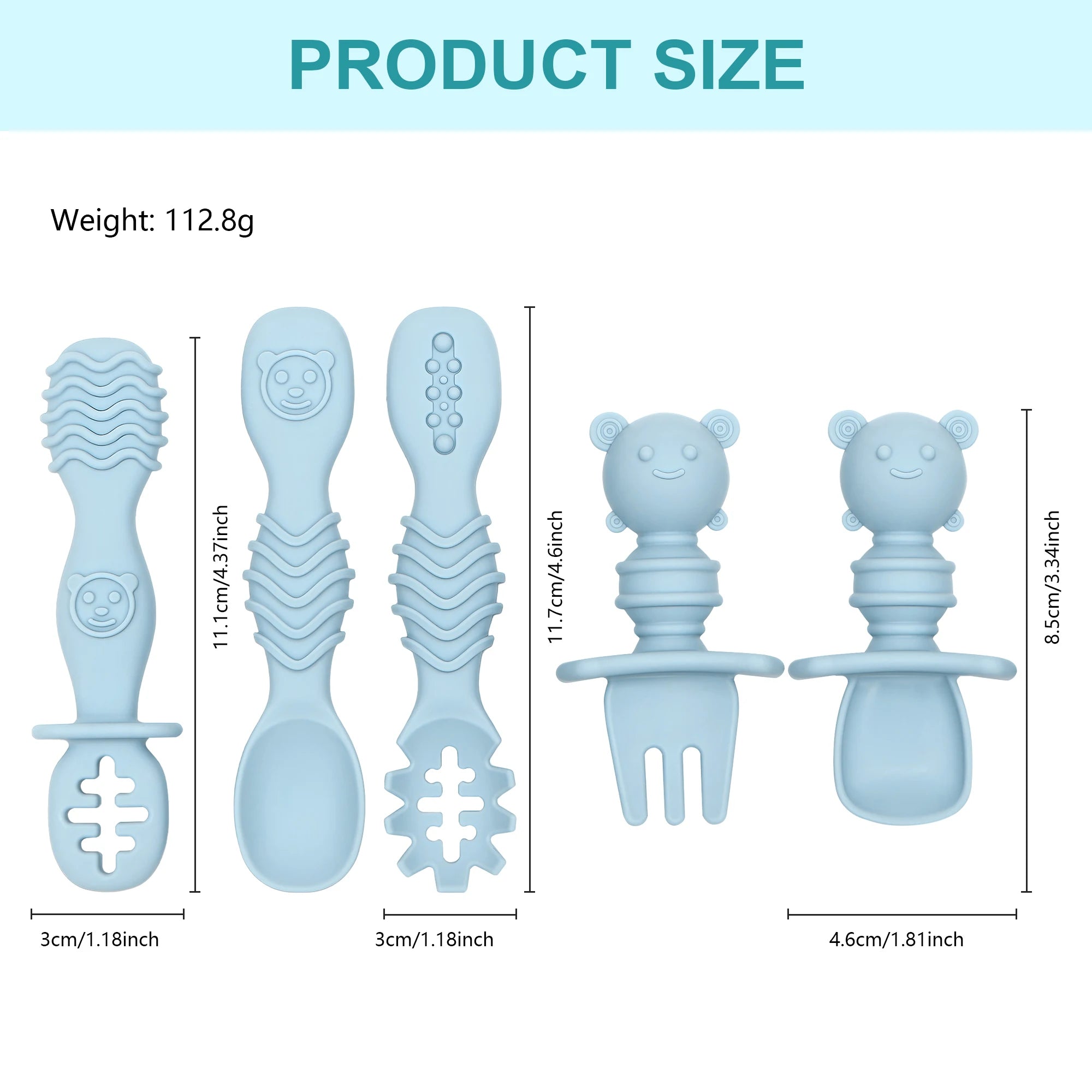 5-piece self-feeding silicone spoon with choking barrier - Baby spoon feeding set, suitable for home and travel, baby weaning