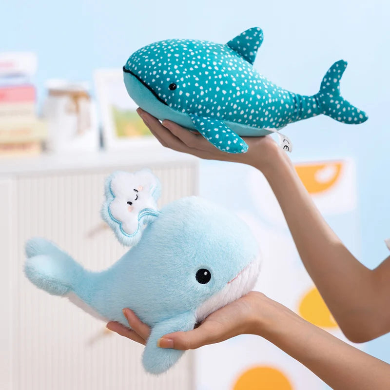 25cm Soft Whale Plush Toys Blue Whale Shark Stuffed Fish Dolls Cute Ocean Animal Plushies Children's Room Decor Xmas Gift
