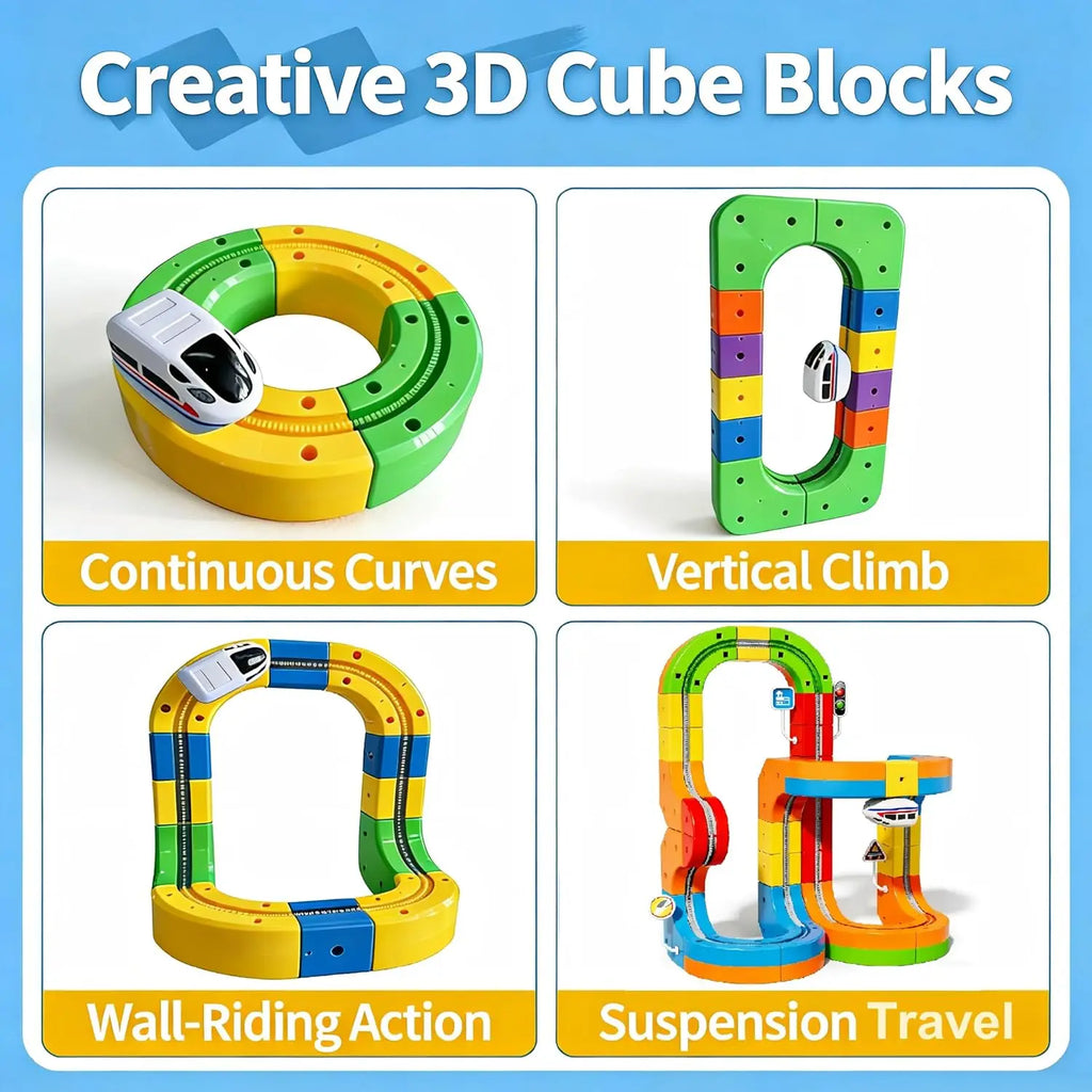3D Electric Train Set Magic Flexible Race Track for Kid Track with Anti Gravity Car STEM Educational Building Toy Boys Girls Bir