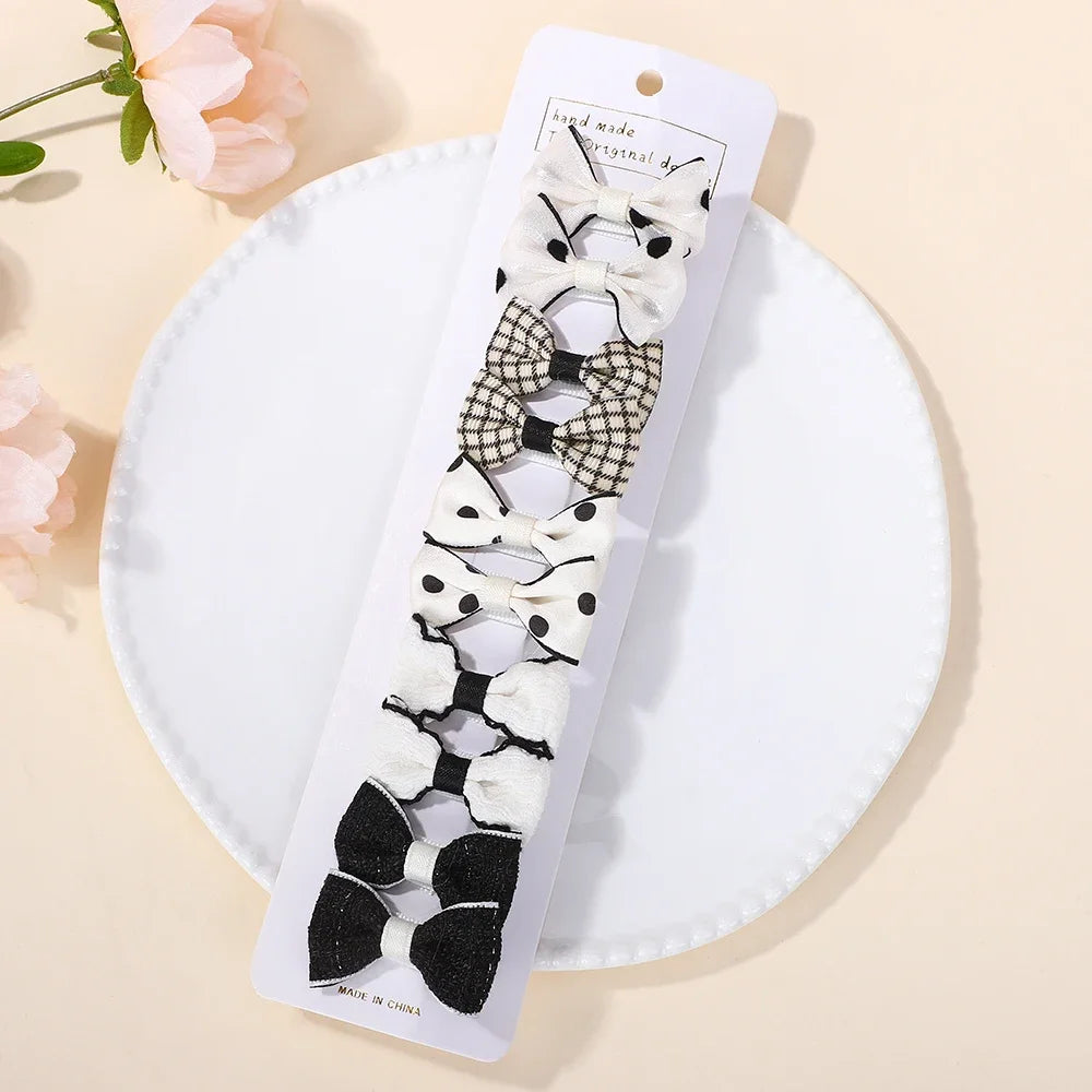 Hair Clips For Girls 10 Piece Bowknot Printing Cloth Hair Grips Set For Everyday Use And Boutique Style