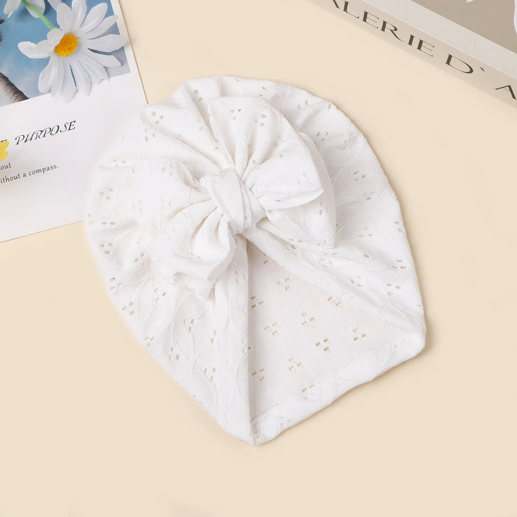 Double Layer Soft Knit Newborn Beanie Big Bow Hollow No Brim Infant Girls Pullover Hat Baby Photo Props Head Cap