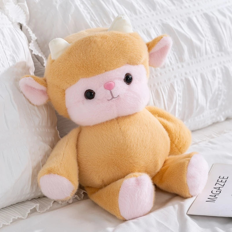 2026 Hot Cuddly Cartoon Sheep Plush Toys High Quality Fluffy Sitting Pose Doll Warm Cozy Children Companion Xmas Gift Home Decor
