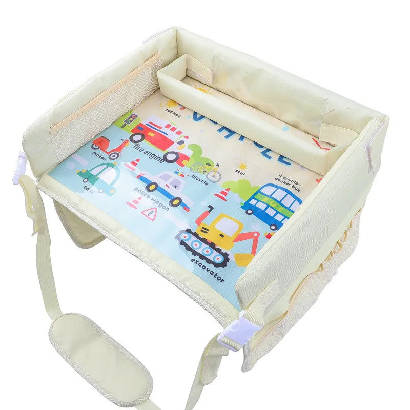 Foldable Car Tray Organizer For Kids Travel With Cup Holder And Snack Pockets Model X1