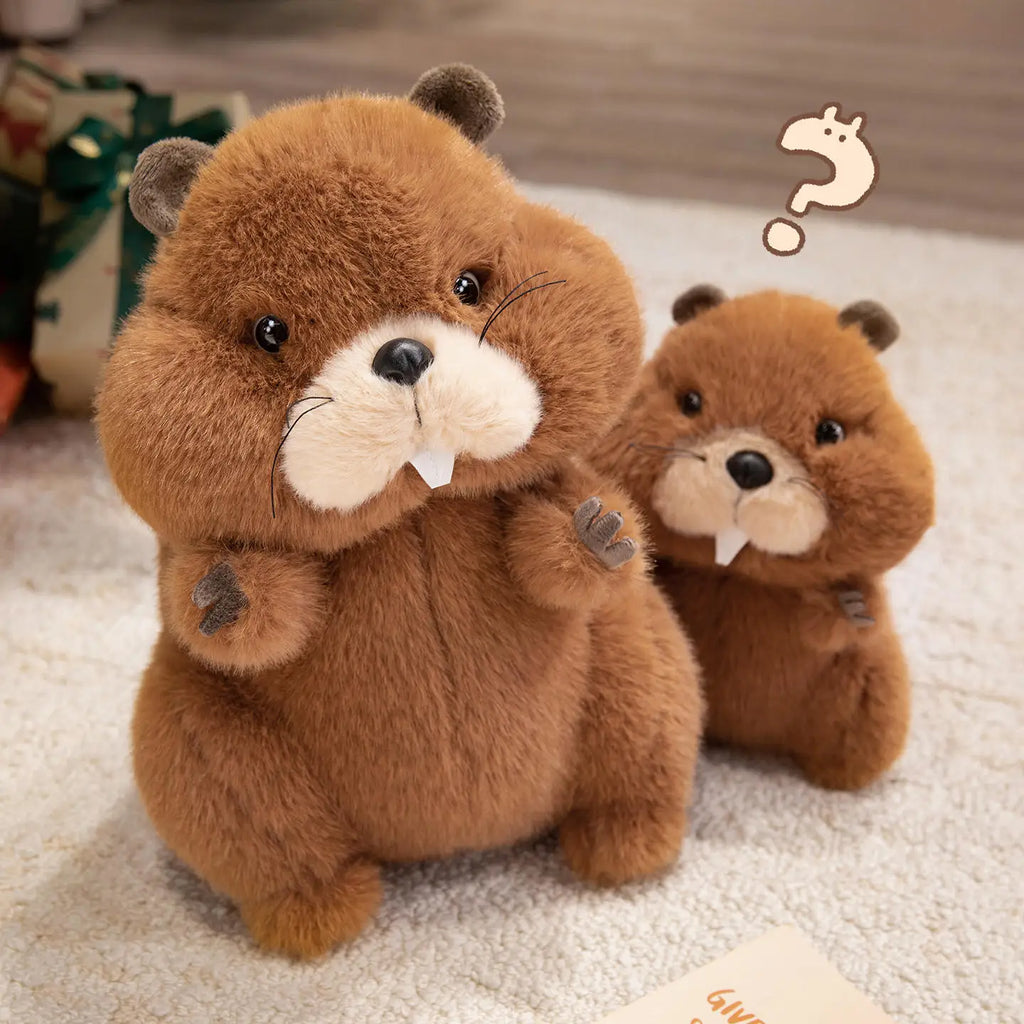 22/35/45cm Simulation Beaver Plush Doll Cute Fluffy Sitting Marmot Groundhog Toy For Kids Adorable Birthday Gift Doll