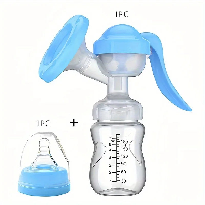 2pcs Bottle and Manual Breast Pump 2 in 1 With Scale&Diversion Trench, Soft Silicone Breastfeeding Pump Milk Saver, Safe