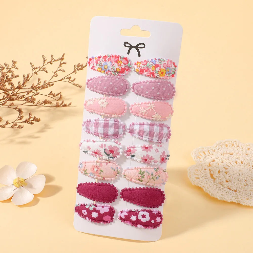 BABY BOWS 16Pcs/set Sweet Mini Hair BB Hairclips Set for Kids Girls Lovely Hairbangs Barrette Fresh Printing Hairgripes Gift Set
