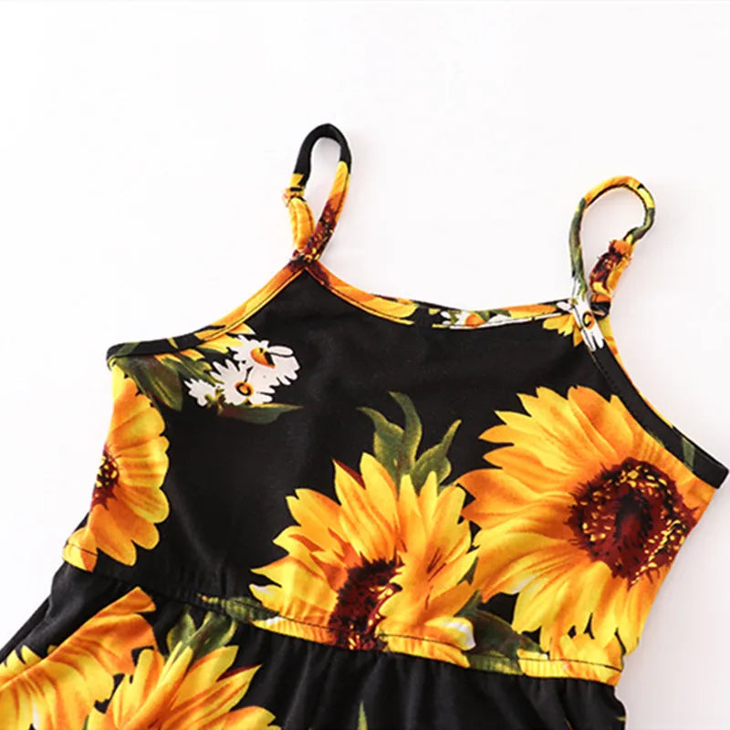 Summer Family Matching Outfits Women Jumpsuit Beach Girls Dresses Vestidos Baby Romper Mother Daughter Dress Children's Clothing