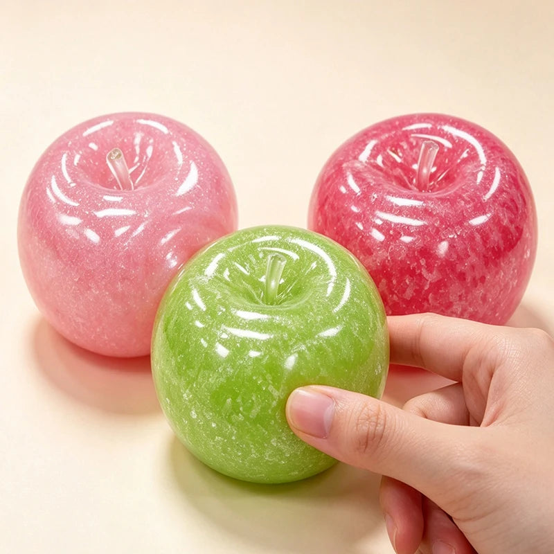 Apple Smoothie Squishy Ball Glitter Fruit Shaped Squeeze Stress Relief Sensory Fidget For Anxiety Release & Desktop Decor
