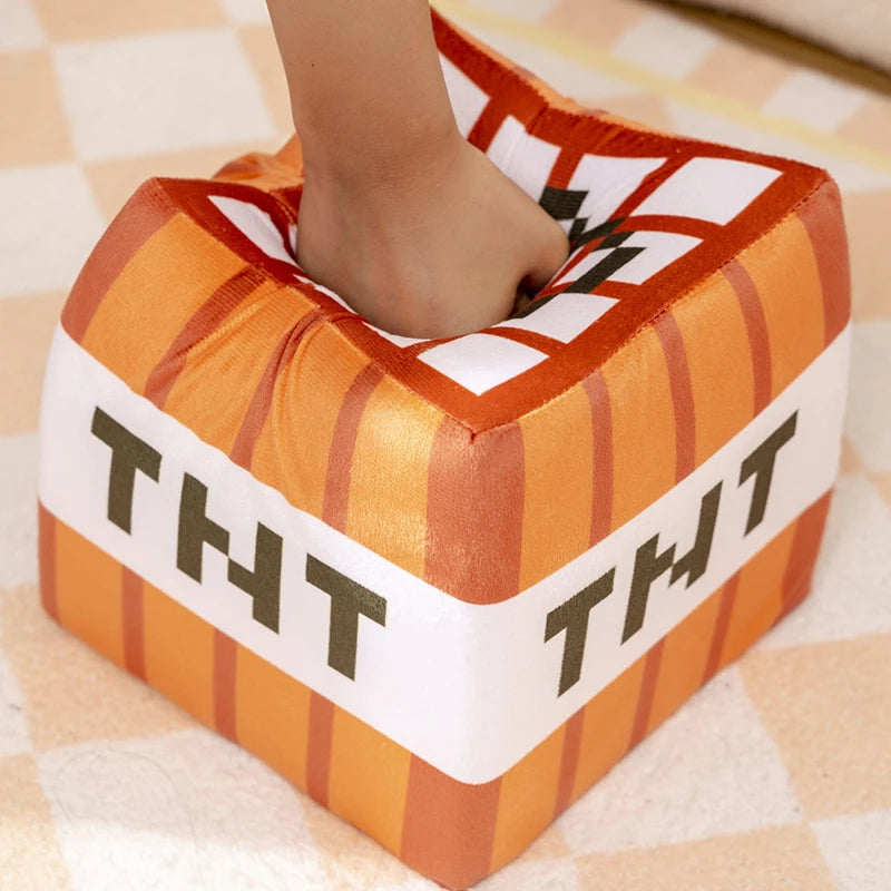 Nice Tnt Plush Pillow Cube Bomb Toy Key Chain Pendant Soft Plush Stuffed Toys Xmas Birthday Gifts For Kids Spoof Decoration