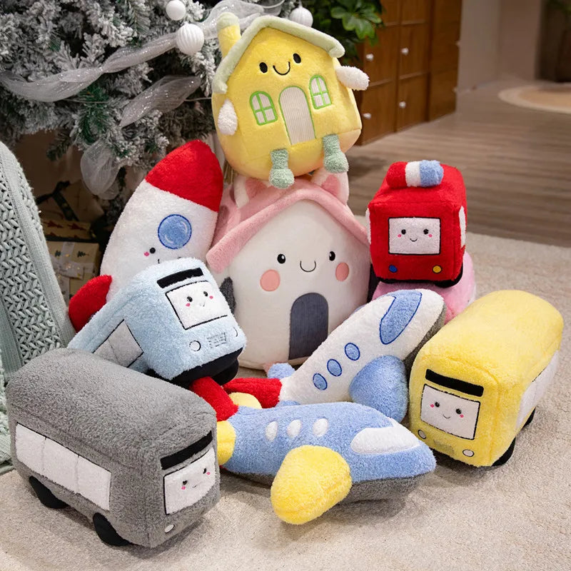 Soft House Car Airplane Throw Pillow Super Soft Cartoon Plush Toys Baby Sleeping Comfort Doll Christmas Halloween Gifts Gift