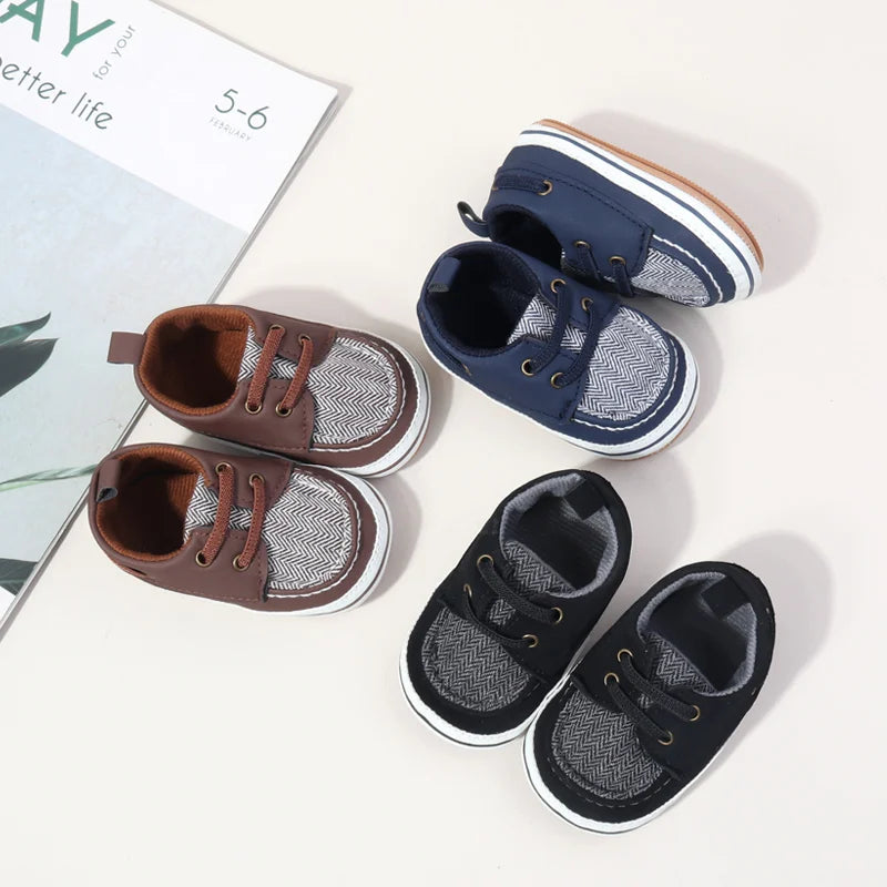 Spring And Autumn Baby Boys First Walking Indoor Outdoor Toddler Shoes With Fashion Design And Soft TPR Sole For 0-18M Baby